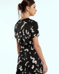 SIXDO G-Black Silk Flared Dress for Women